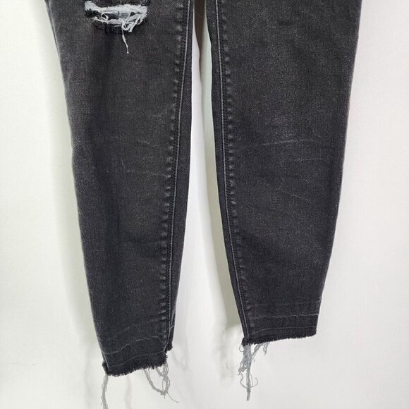 Spanx Distressed Skinny Jeans Women's S High Rise Stretch Black Denim Raw Hem - Picture 3 of 12